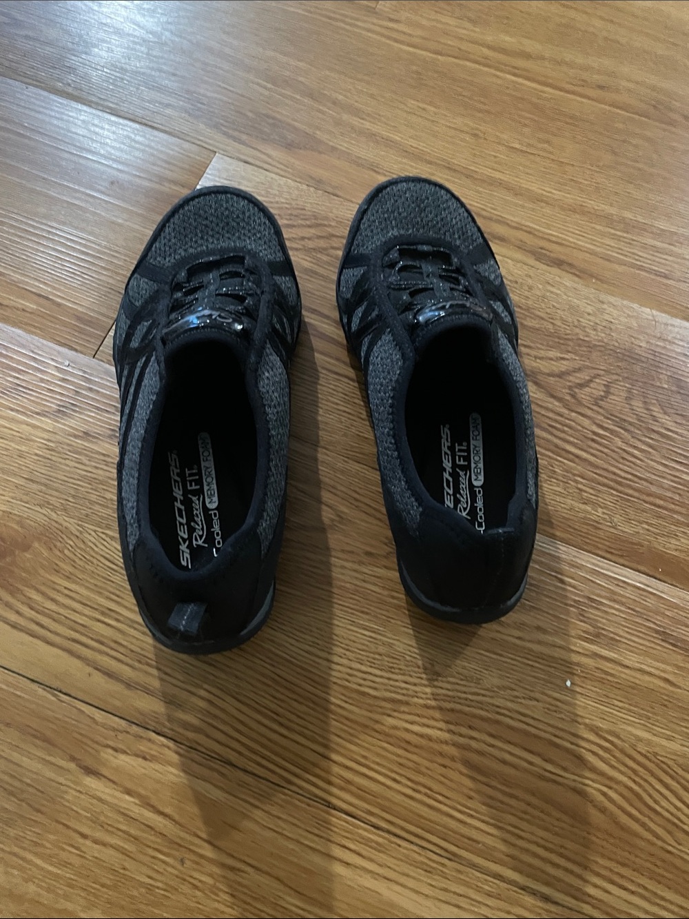 Skechers Women's Black and Gray Knit Slip-On Sneakers